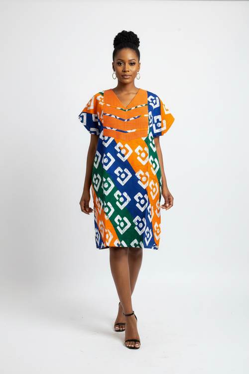 Model in Short Ankara Gown